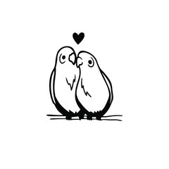 Bird Couple Symbol Logo. Tattoo Design. Stencil Vector Illustration