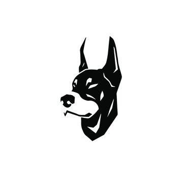 Dog Head Logo Symbol. Stencil Design. Tattoo Vector Illustration.
