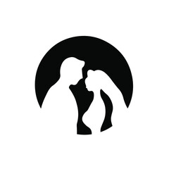 Couple Symbol Logo. Tattoo Design. Stencil Vector Illustration