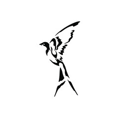 Bird Symbol Logo. Tattoo Design. Stencil Vector Illustration