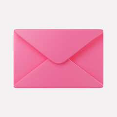 3d closed pink mail envelope icon isolated on grey background. Render giving love email for Mother and Valentines Day greetings. 3d realistic vector