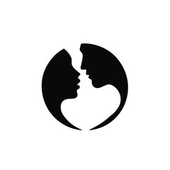 Couple Symbol Logo. Tattoo Design. Stencil Vector Illustration
