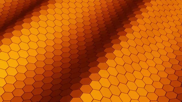 Abstract Hexagon Orange Backdrop Vj Loop, 4K Futuristic Seamless Loop, 3D Rendered