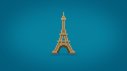 Pixel 8 bit Eiffel Tower wallpaper - high res 4k background