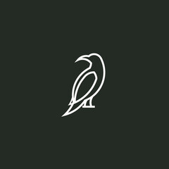 Raven Line Art. Simple Minimalist Logo Design Inspiration. Vector Illustration.
