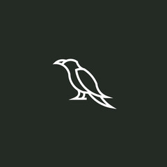 Raven Line Art. Simple Minimalist Logo Design Inspiration. Vector Illustration.