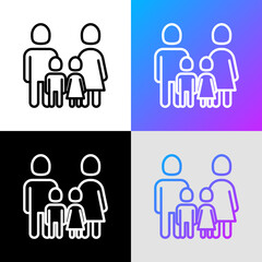 Silhouette of family. Man, woman and two children: boy and girl thin line icon. Modern vector illustration.
