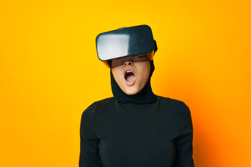 arab woman virtual reality glasses entertainment ethnicity model