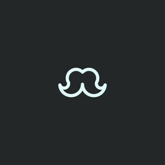 Moustache Line Art. Simple Minimalist Logo Design Inspiration. Vector Illustration.