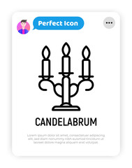 Candelabrum thin line icon. Modern vector illustration of retro candlestick.