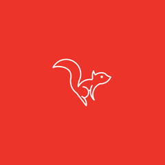 Squirrel Line Art. Simple Minimalist Logo Design Inspiration. Vector Illustration.