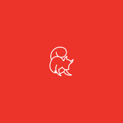 Squirrel Line Art. Simple Minimalist Logo Design Inspiration. Vector Illustration.