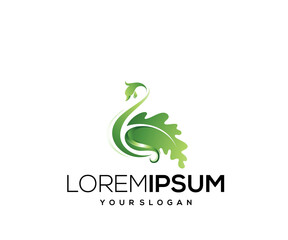 Modern gradient color leaf swan mascot logo vector