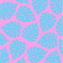 Tropical Leaf Pattern Background. Social Media Post. Botanical Vector Illustration.