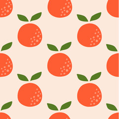 Orange Pattern Background. Social Media Post. Fruits Vector Illustration.