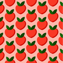 Peach Pattern Background. Social Media Post. Fruits Vector Illustration.