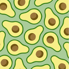 Avocado Pattern Background. Social Media Post. Fruits Vector Illustration.