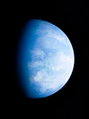 Twin Earth in space, Super-earth with ocean and atmosphere, realistic exoplanet. 