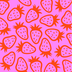 Strawberry Pattern Background. Social Media Post. Fruits Vector Illustration.