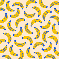 Banana Pattern Background. Social Media Post. Fruits Vector Illustration.