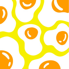 Sunny Side Up Egg Pattern Background. Food Vector Illustration.