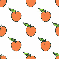 Peach Pattern Background. Social Media Post. Fruits Vector Illustration.