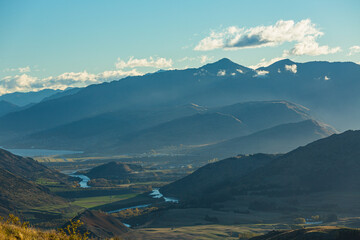 ニュージーランド　オタゴ地方のクラウンレンジロードの展望台からの風景