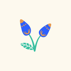 Naklejka premium Tropical Blue Flower Symbol. Social Media Post. Floral Vector Illustration.