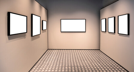 black frames on isolated walls inside empty room