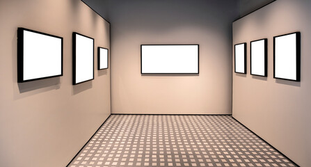 black frames on isolated walls inside empty room