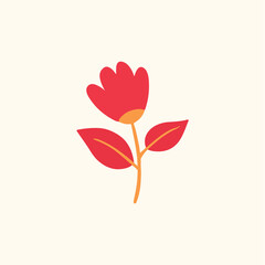 Tropical Red Flowers Symbol. Social Media Post. Floral Vector Illustration.