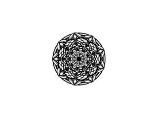 black and white mandala ornament hand drawn