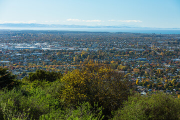 ニュージーランド　クライストチャーチのカシミアヒルの展望台から眺める市街地の街並み