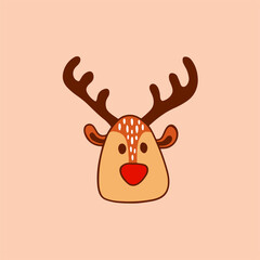 Christmas Santa Reindeer Symbol. Social Media Post. Christmas Decoration Vector Illustration.
