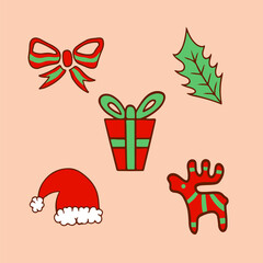 Christmas Decoration Item Collection Set. Social Media Post. Christmas Ornament Vector Illustration.