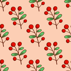 Christmas Plant Ornament Pattern Background. Social Media Post. Christmas Decorative Vector Illustration.