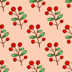 Christmas Plant Ornament Pattern Background. Social Media Post. Christmas Decorative Vector Illustration.