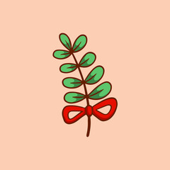 Christmas Plant Ornament Symbol. Social Media Post. Christmas Decorative Vector Illustration.