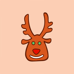 Christmas Santa Reindeer Symbol. Social Media Post. Christmas Decoration Vector Illustration.