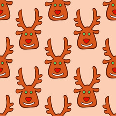 Christmas Santa Reindeer Cookies Pattern Background. Social Media Post. Christmas Vector Illustration.