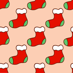 Christmas Sock Pattern Background. Social Media Post. Christmas Vector Illustration.