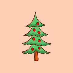 Christmas Tree Symbol. Social Media Post. Christmas Decoration Vector Illustration.