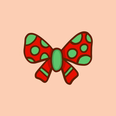 Christmas Ribbon Symbol. Social Media Post. Christmas Decoration Vector Illustration.