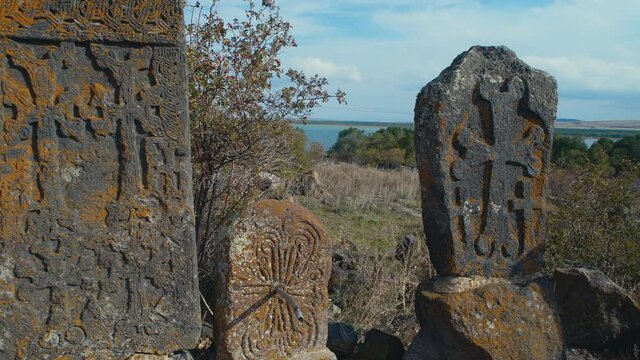Ancient Carved Stones Khachkars in Armenia