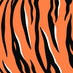 Tiger Pattern Background. Abstract Wild Animal Skin Print Design. Flat Vector Illustration.