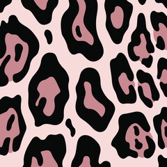 Pink Leopard Pattern Background. Abstract Wild Animal Skin Print Design. Flat Vector Illustration.