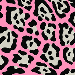 Pink Leopard Pattern Background. Abstract Wild Animal Skin Print Design. Flat Vector Illustration.