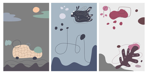 abstract background set Designed with various geometric shapes in doodle style for backgrounds, web designs, covers designs, digital paper, templates, cards, banners, templates, posters  and more.