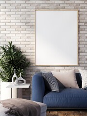 Home interior mock-up Living room with sofa house floor template background frame mockup design copy space 3d render