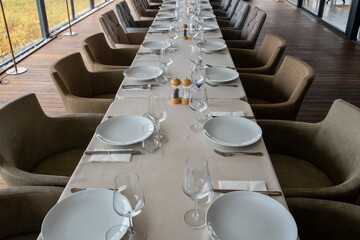 dining table setup in restaurant